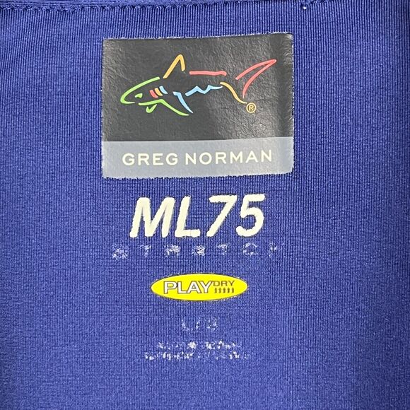 Greg Norman Mens L Blue Short Sleeve Striped ML75 TPC San Antonio Golf Resort - Picture 4 of 7